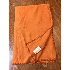 Vintage Faribault Mills Blanket 100% Virgin Wool 60"x47" Orange Camp Cabin USA